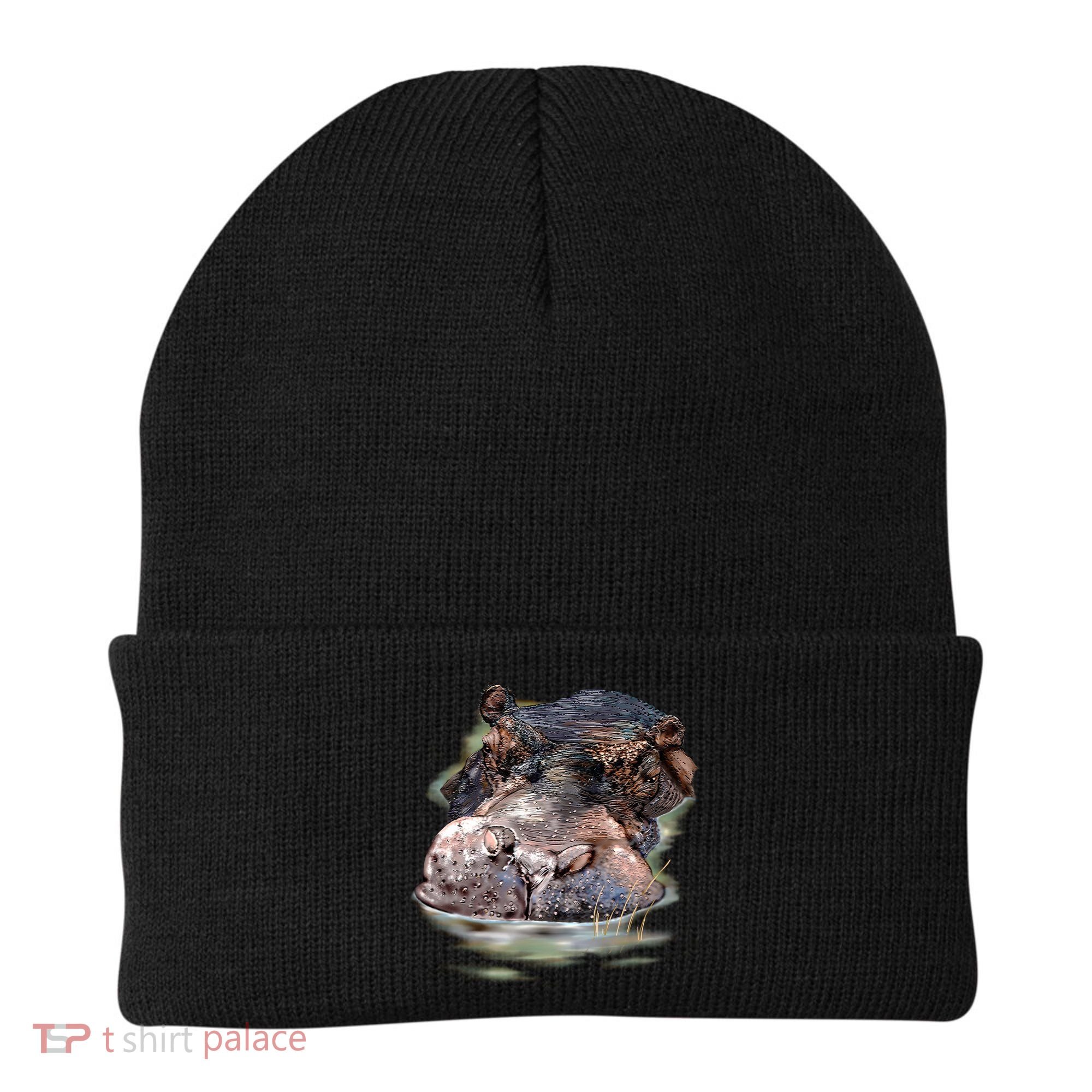 Wildlife - Big Face Hippo Portrait Beanie