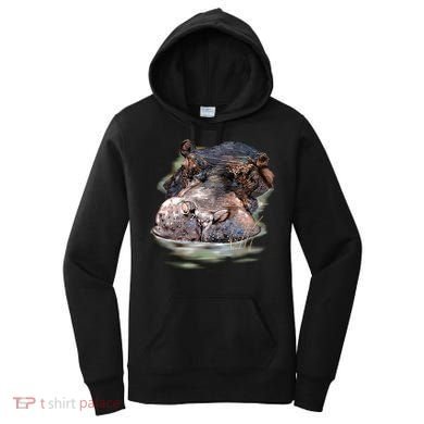 Wildlife - Big Face Hippo Portrait Women's Hoodie