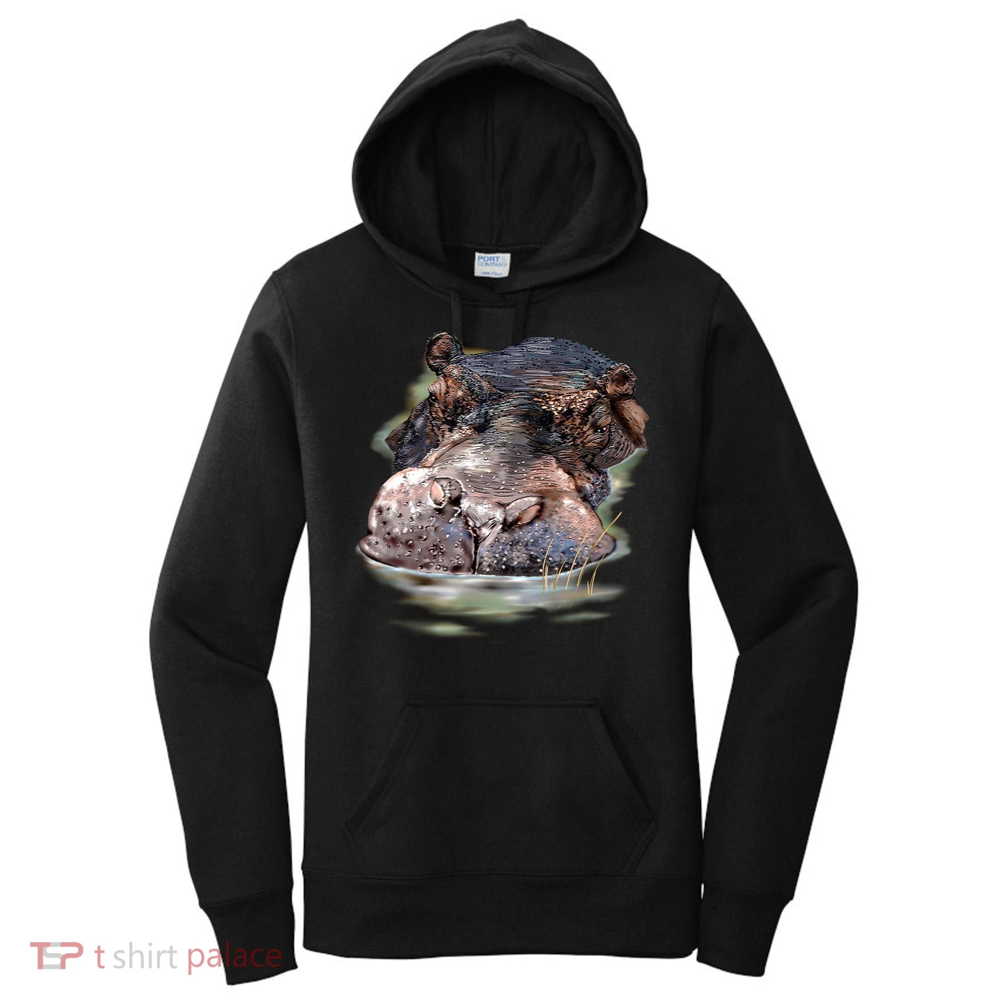 Wildlife - Big Face Hippo Portrait Women's Hoodie