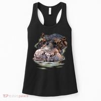 Wildlife - Big Face Hippo Portrait Women's Tank Top thumb 0