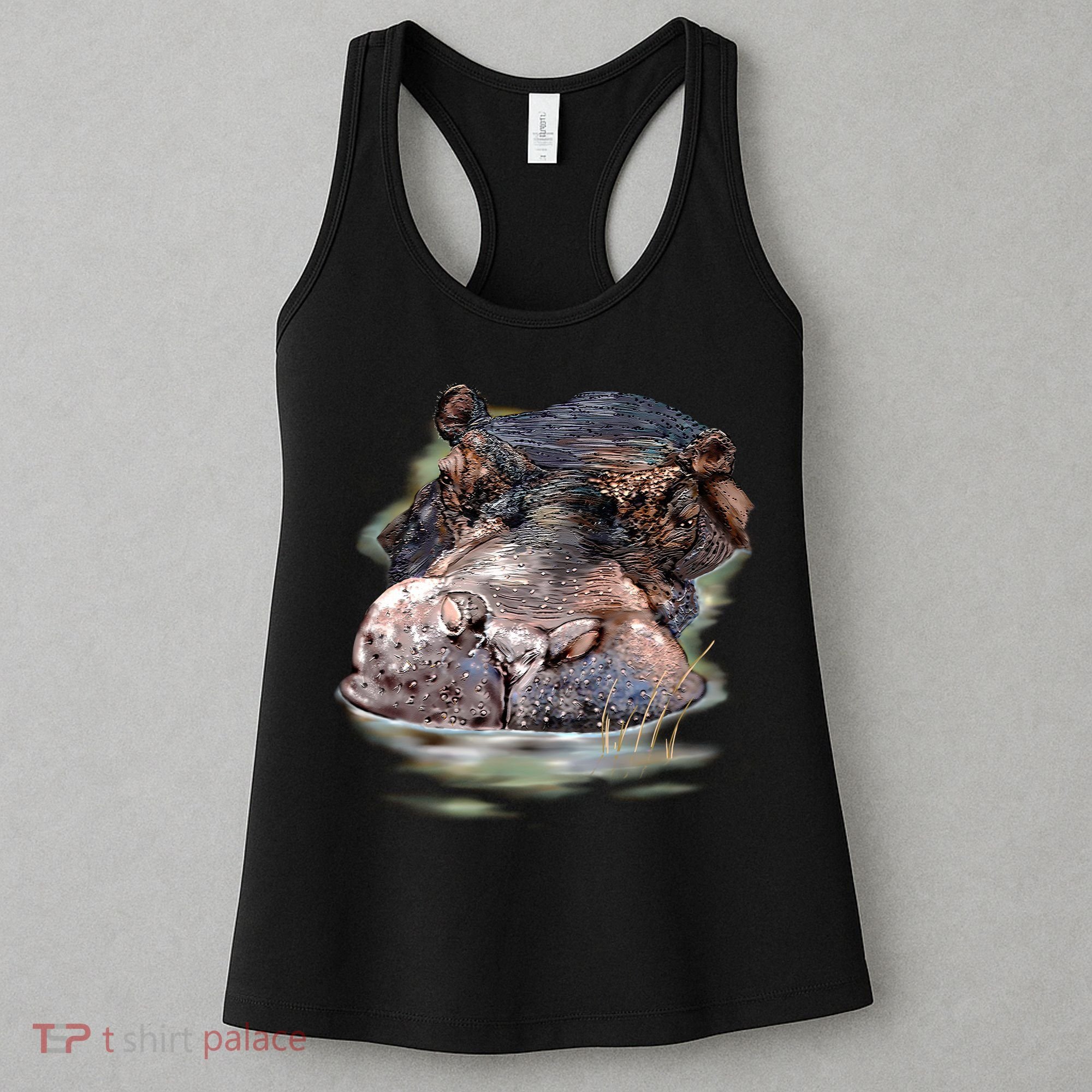 Wildlife - Big Face Hippo Portrait Women's Tank Top