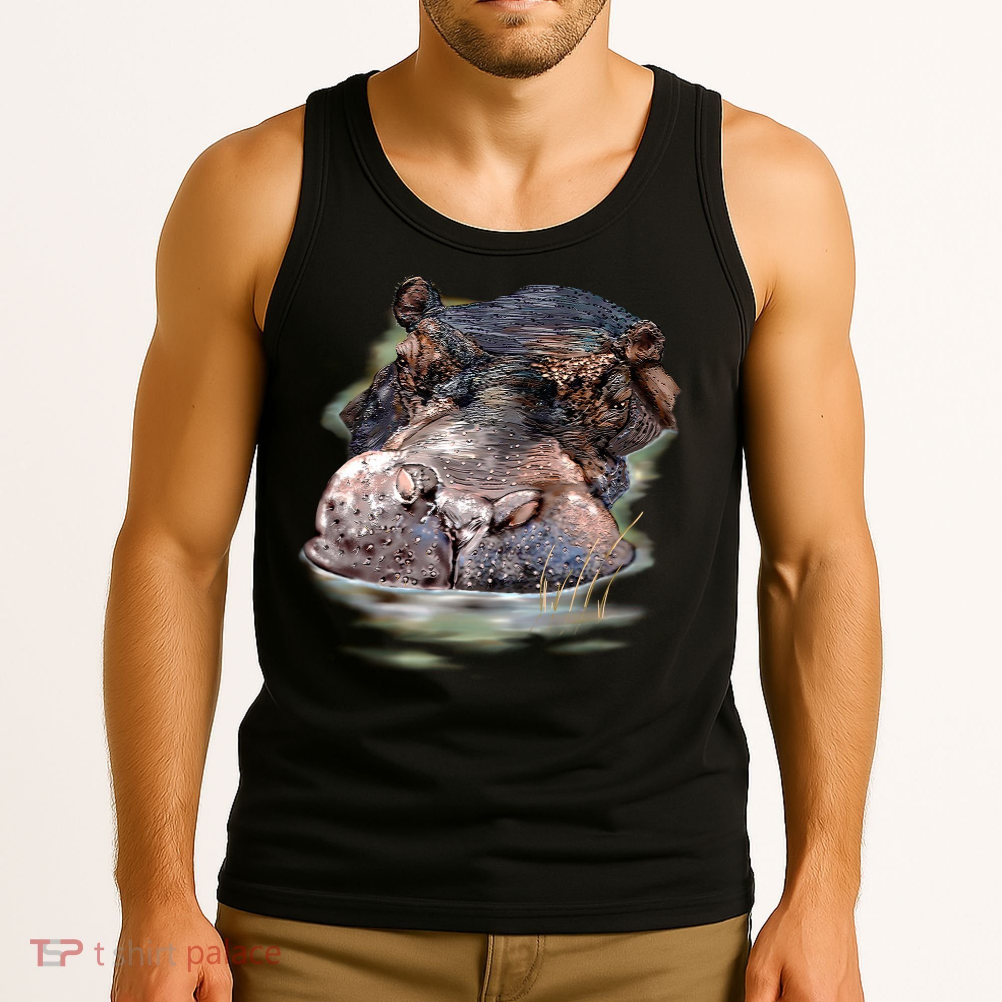 Wildlife - Big Face Hippo Portrait Tank Top