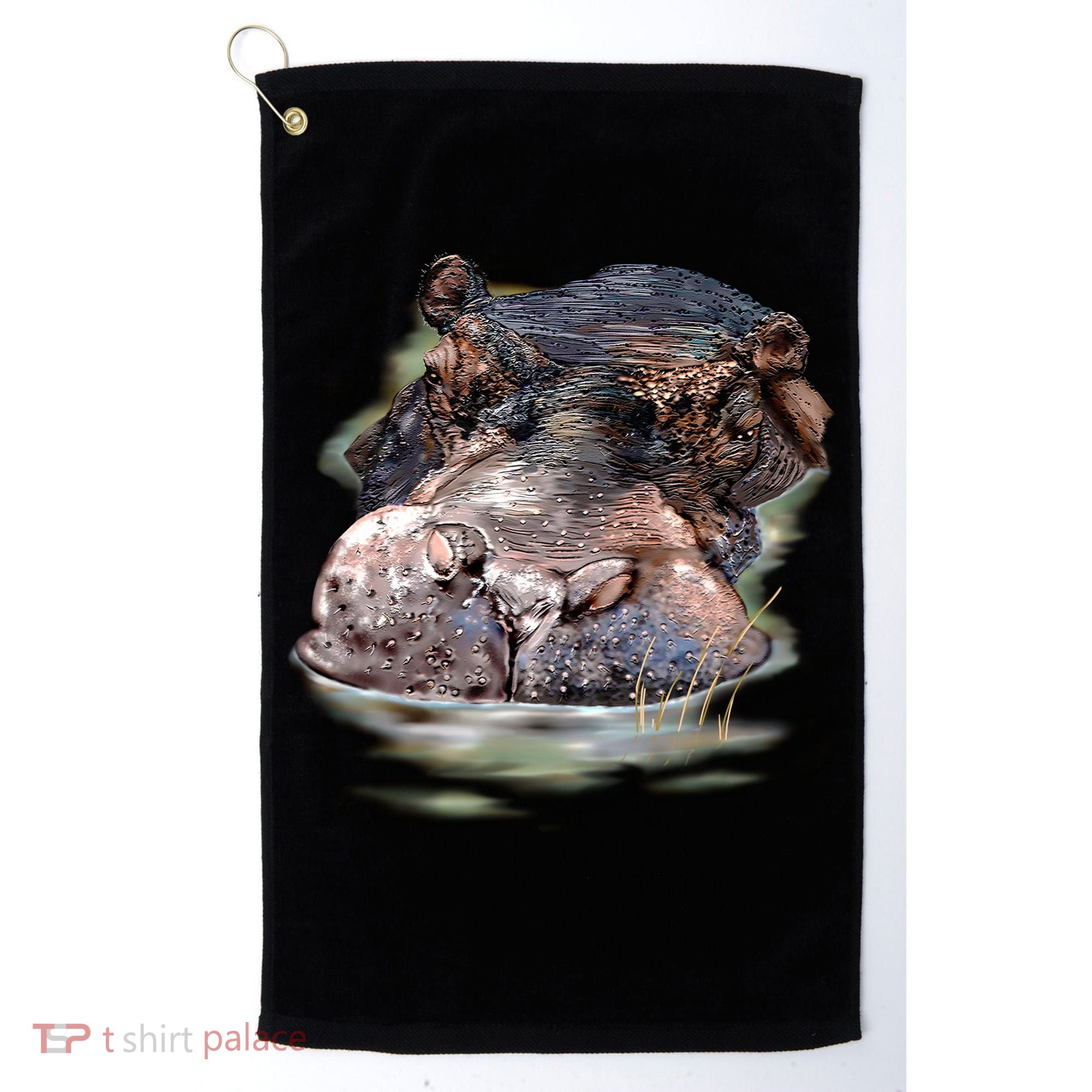 Wildlife - Big Face Hippo Portrait Golf Towel