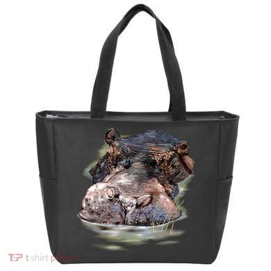 Wildlife - Big Face Hippo Portrait Tote Bag