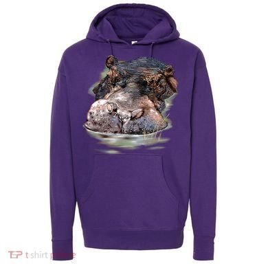 Wildlife - Big Face Hippo Portrait Hoodie