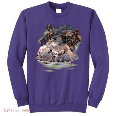 Wildlife - Big Face Hippo Portrait Sweatshirt