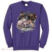 Wildlife - Big Face Hippo Portrait Sweatshirt thumb 0