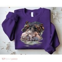 Wildlife - Big Face Hippo Portrait Sweatshirt thumb 2