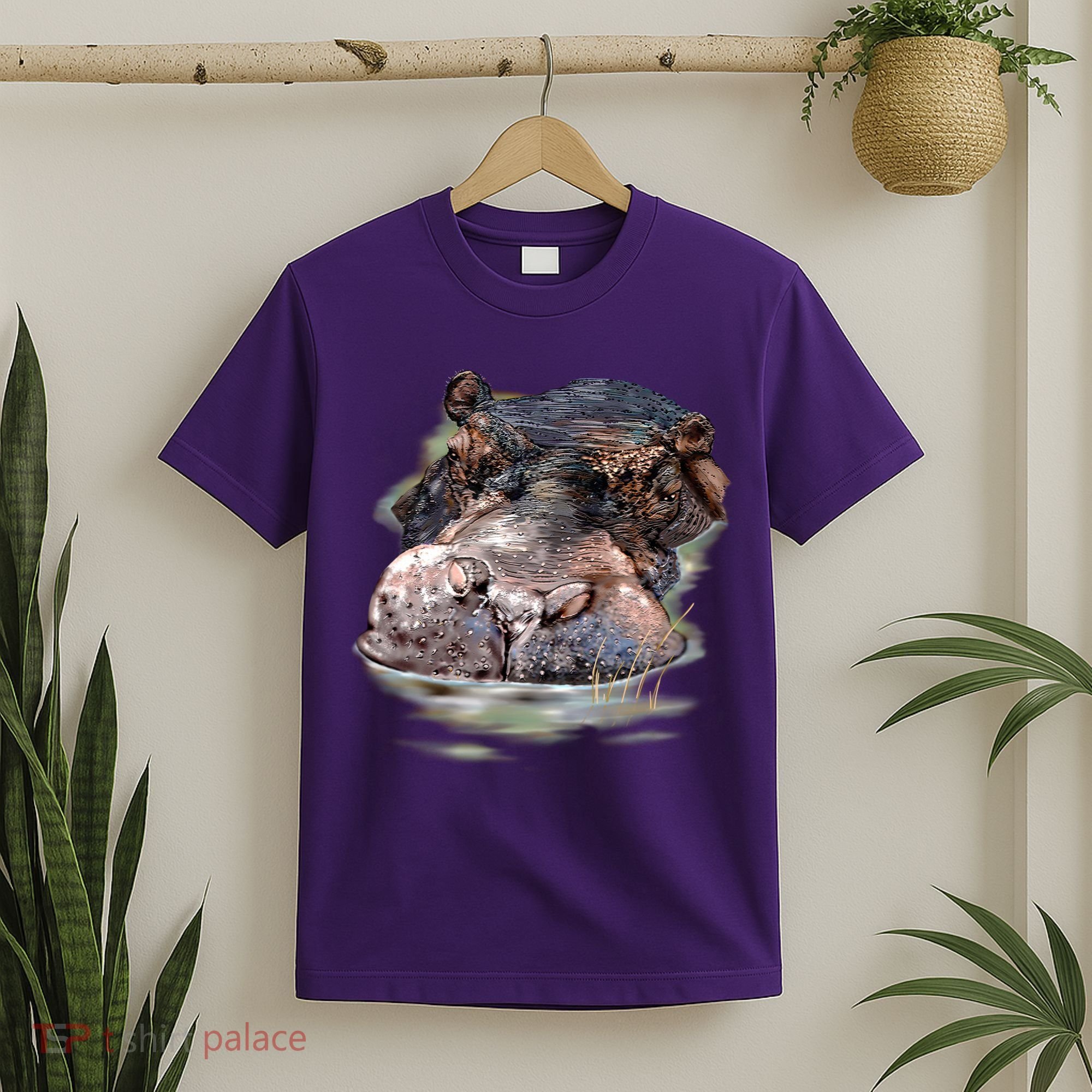 Wildlife - Big Face Hippo Portrait T-Shirt
