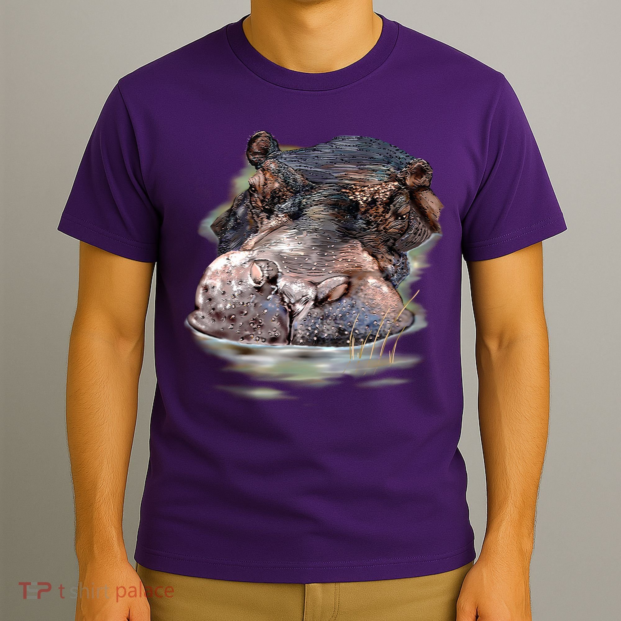 Wildlife - Big Face Hippo Portrait T-Shirt