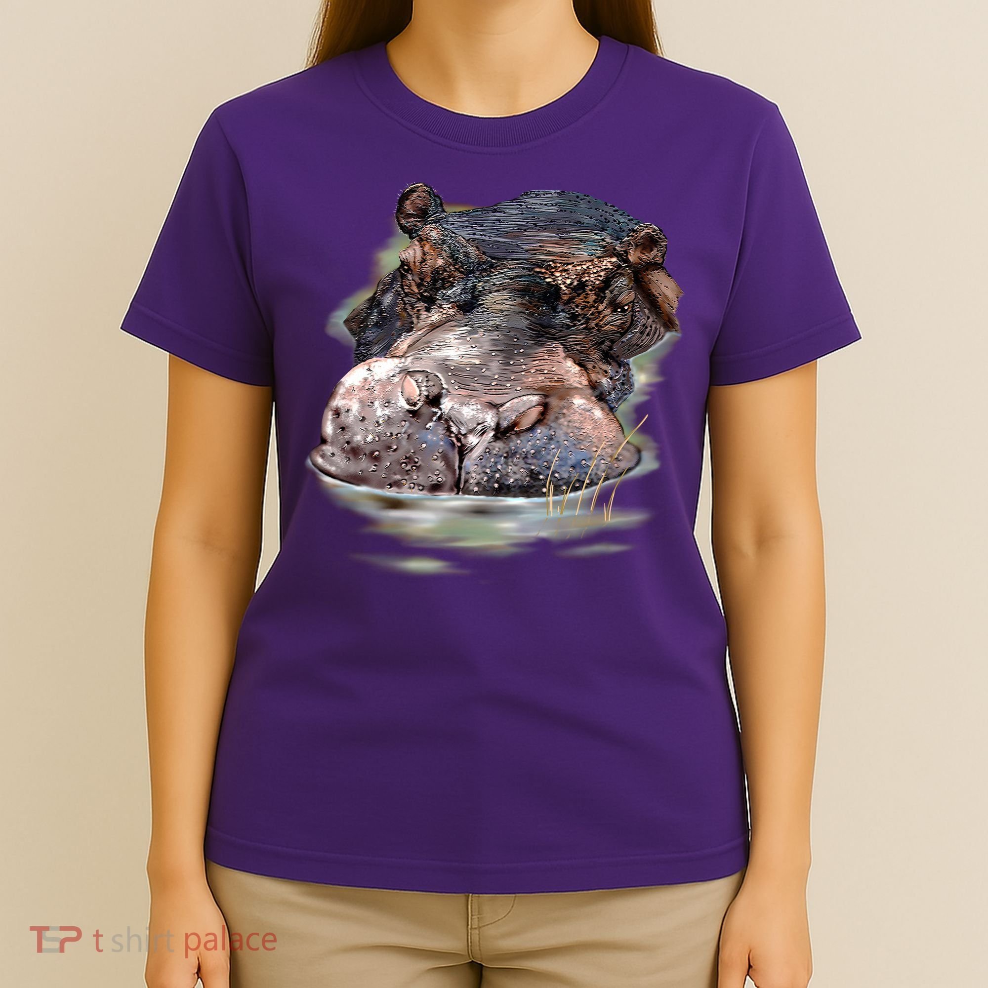 Wildlife - Big Face Hippo Portrait T-Shirt