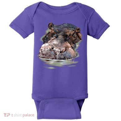 Wildlife - Big Face Hippo Portrait Baby Bodysuit
