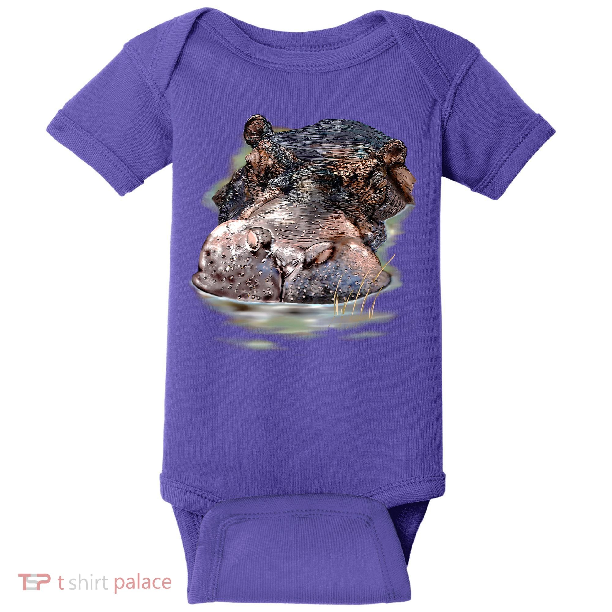 Wildlife - Big Face Hippo Portrait Baby Bodysuit
