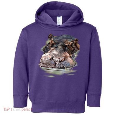 Wildlife - Big Face Hippo Portrait Toddler Hoodie