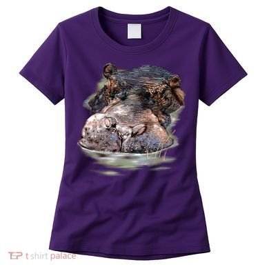 Wildlife - Big Face Hippo Portrait Women's T-Shirt
