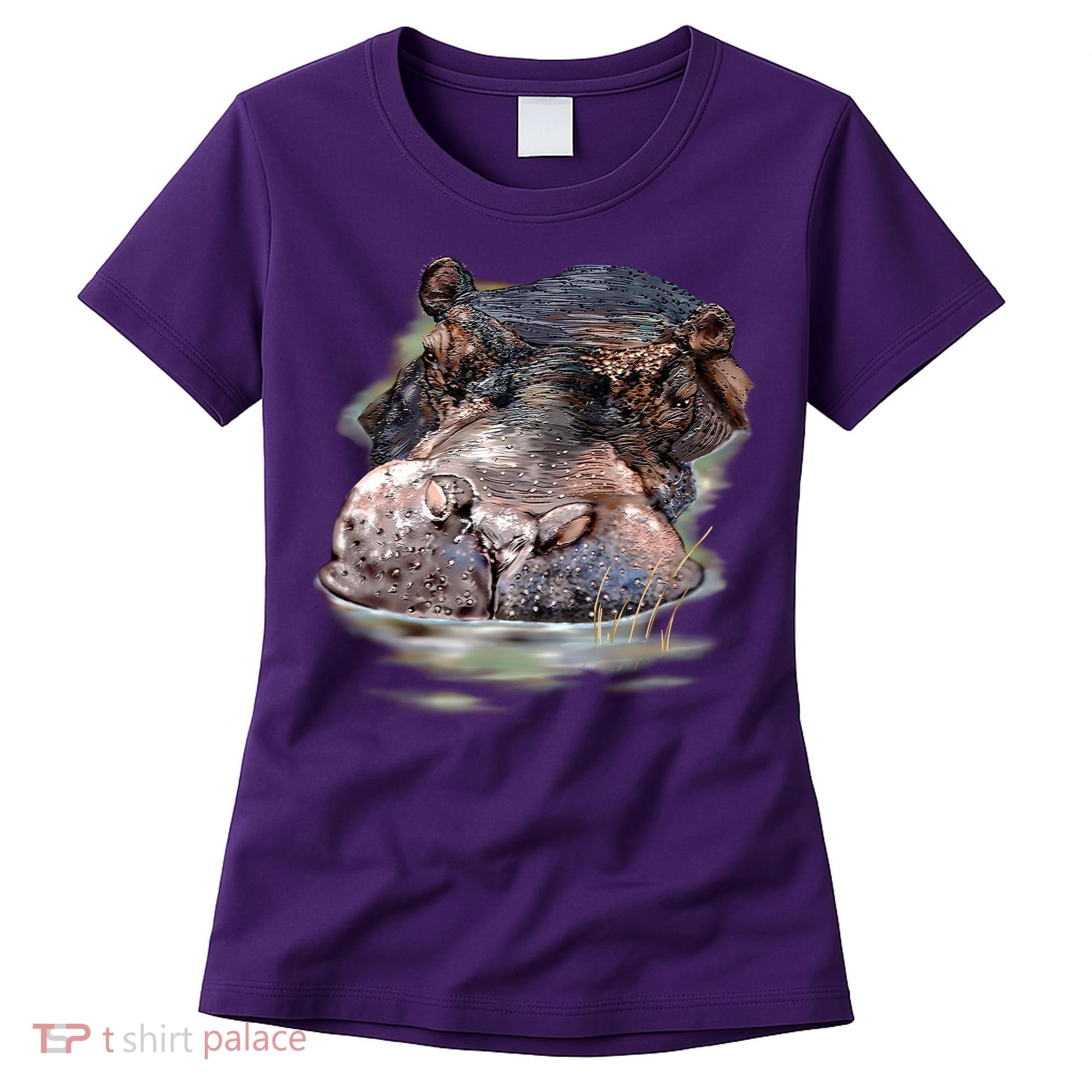 Wildlife - Big Face Hippo Portrait Women's T-Shirt