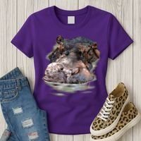 Wildlife - Big Face Hippo Portrait Women's T-Shirt thumb 3