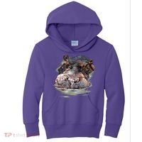 Wildlife - Big Face Hippo Portrait Kids Hoodie thumb 0