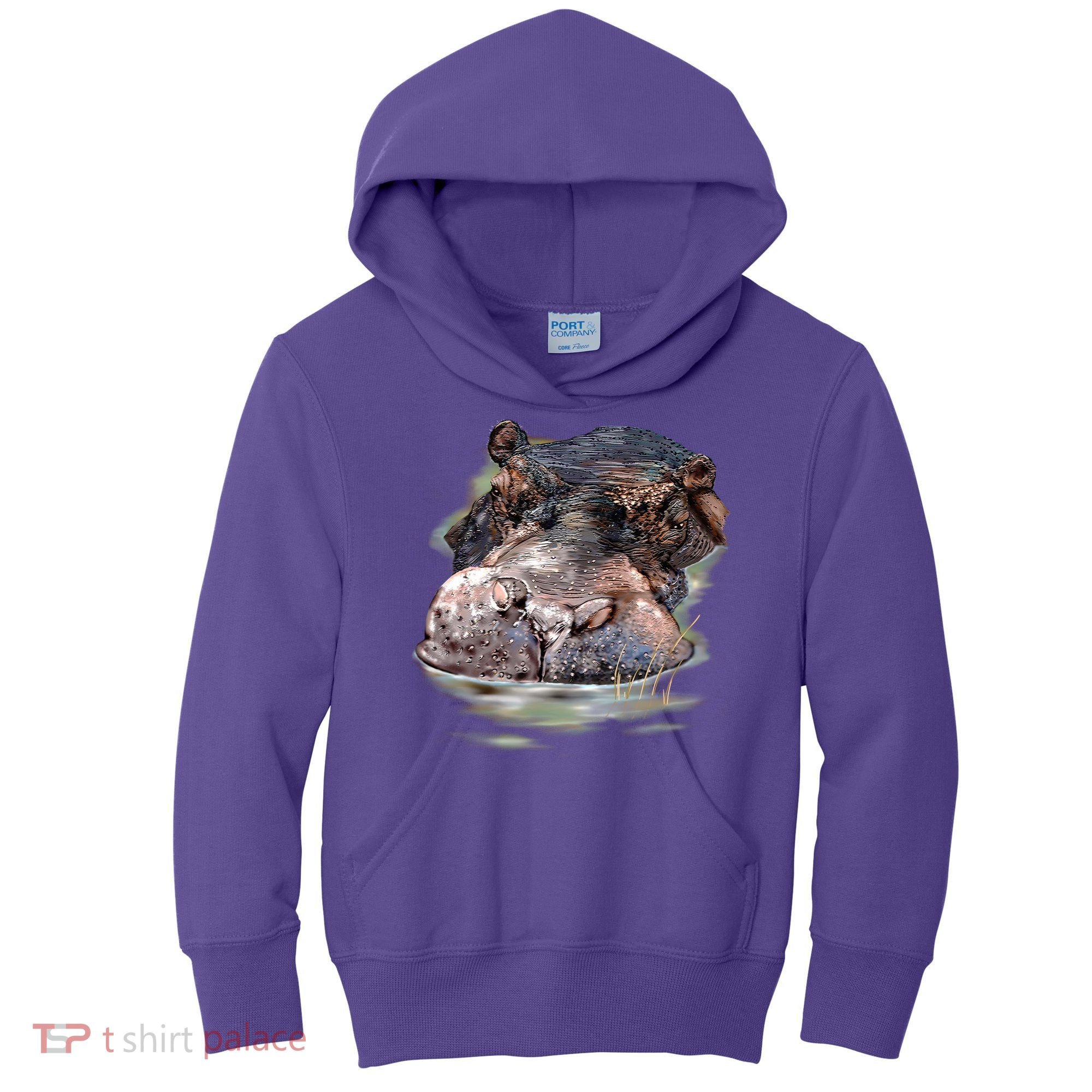 Wildlife - Big Face Hippo Portrait Kids Hoodie