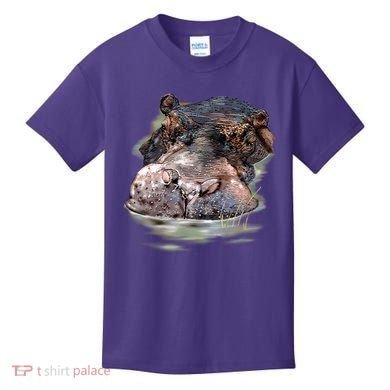 Wildlife - Big Face Hippo Portrait Kids T-Shirt