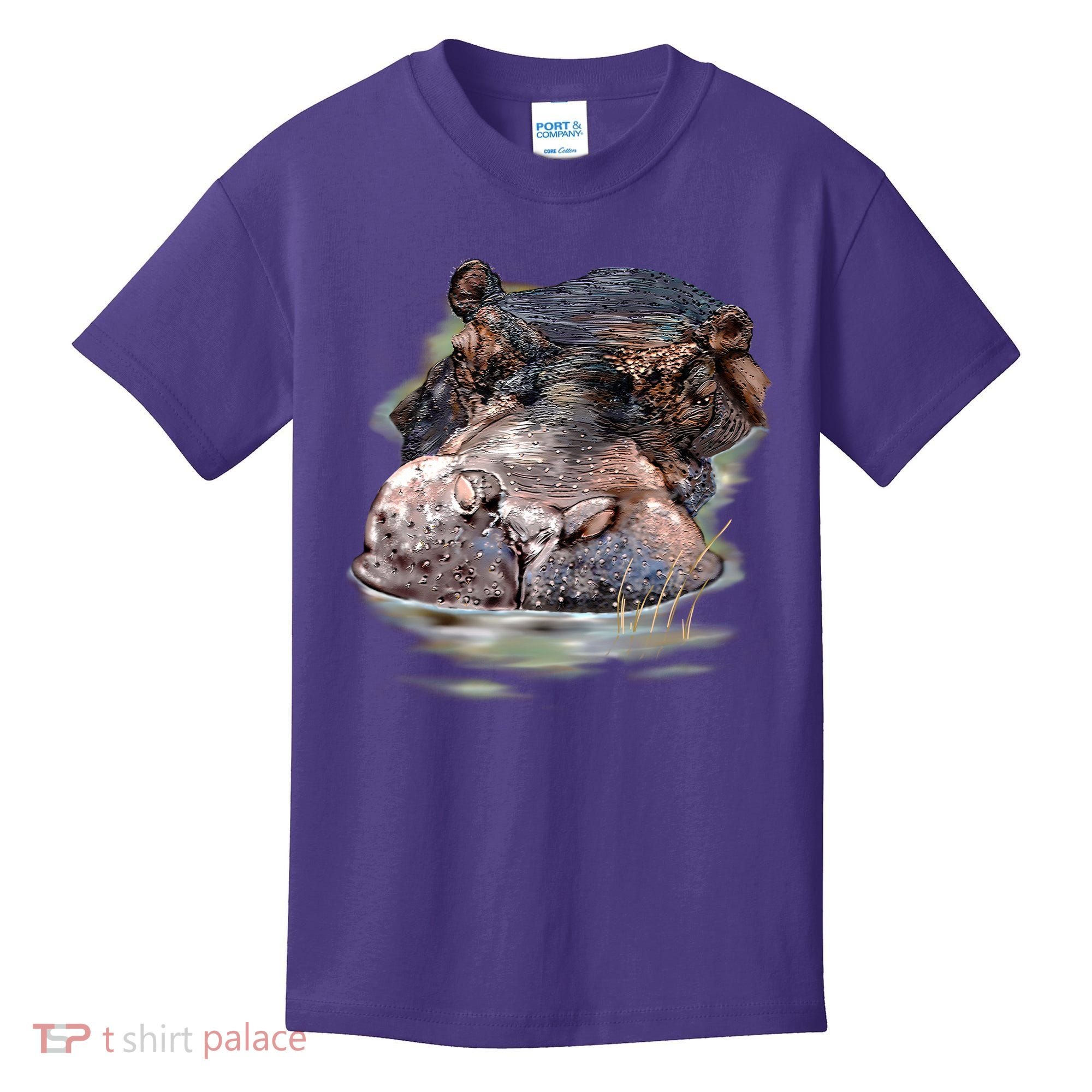 Wildlife - Big Face Hippo Portrait Kids T-Shirt