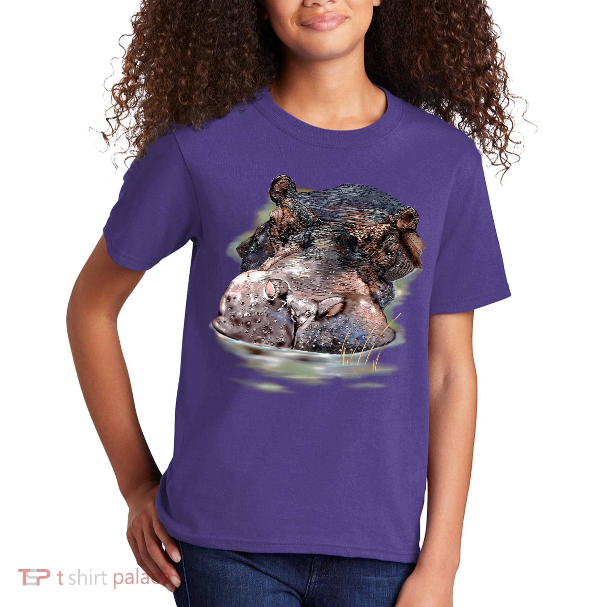 Wildlife - Big Face Hippo Portrait Kids T-Shirt