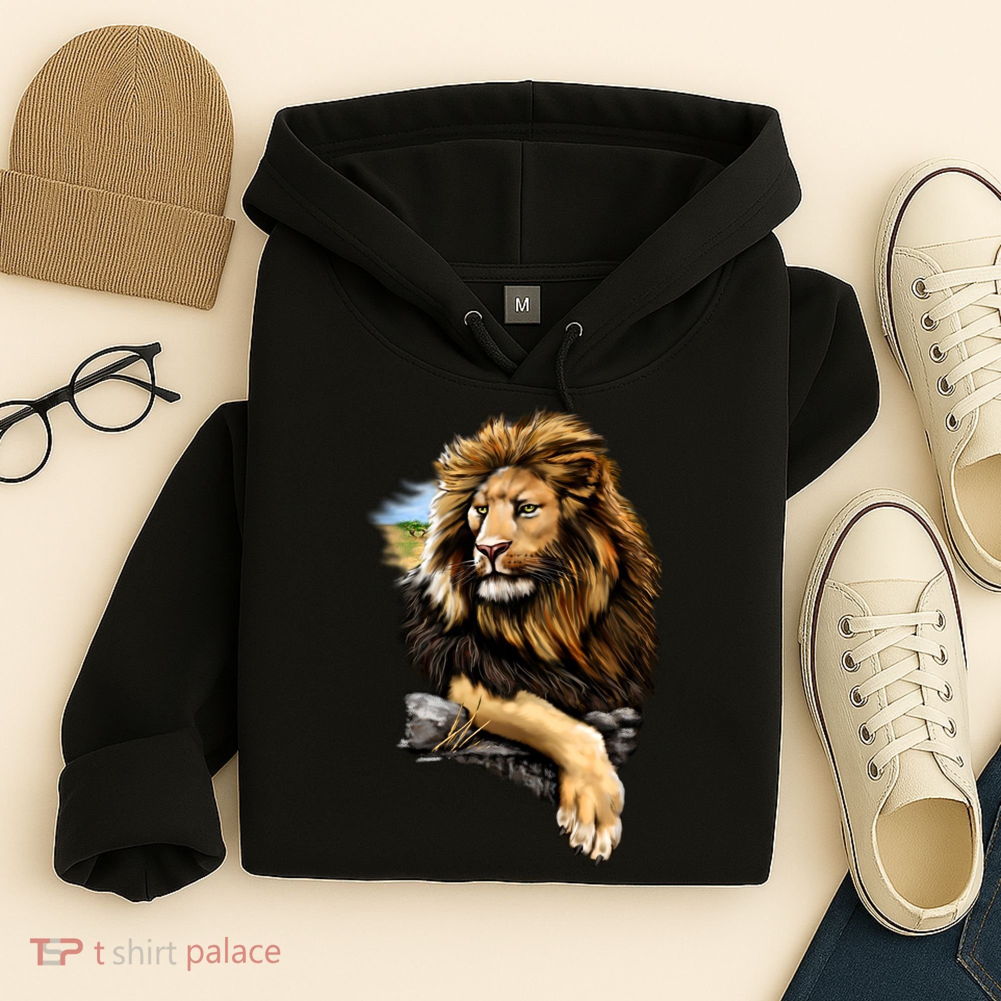 Wildlife - Big Face Proud Lion Portrait Hoodie