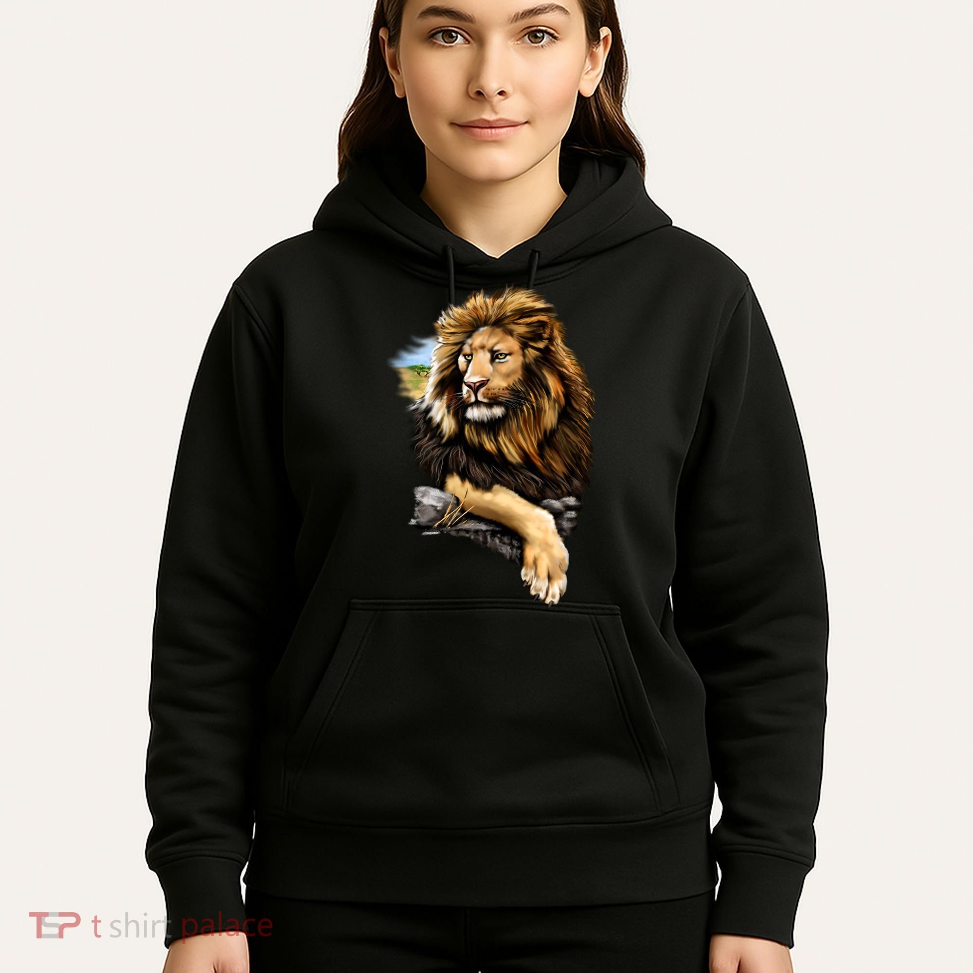 Wildlife - Big Face Proud Lion Portrait Hoodie