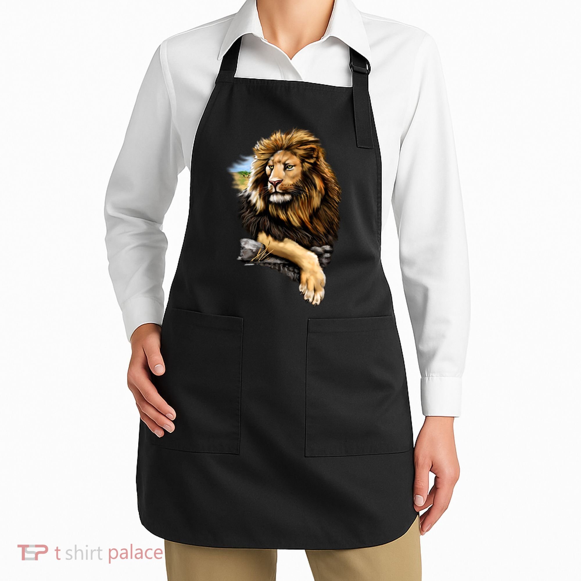 Wildlife - Big Face Proud Lion Portrait Apron