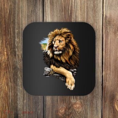 Wildlife - Big Face Proud Lion Portrait Coaster