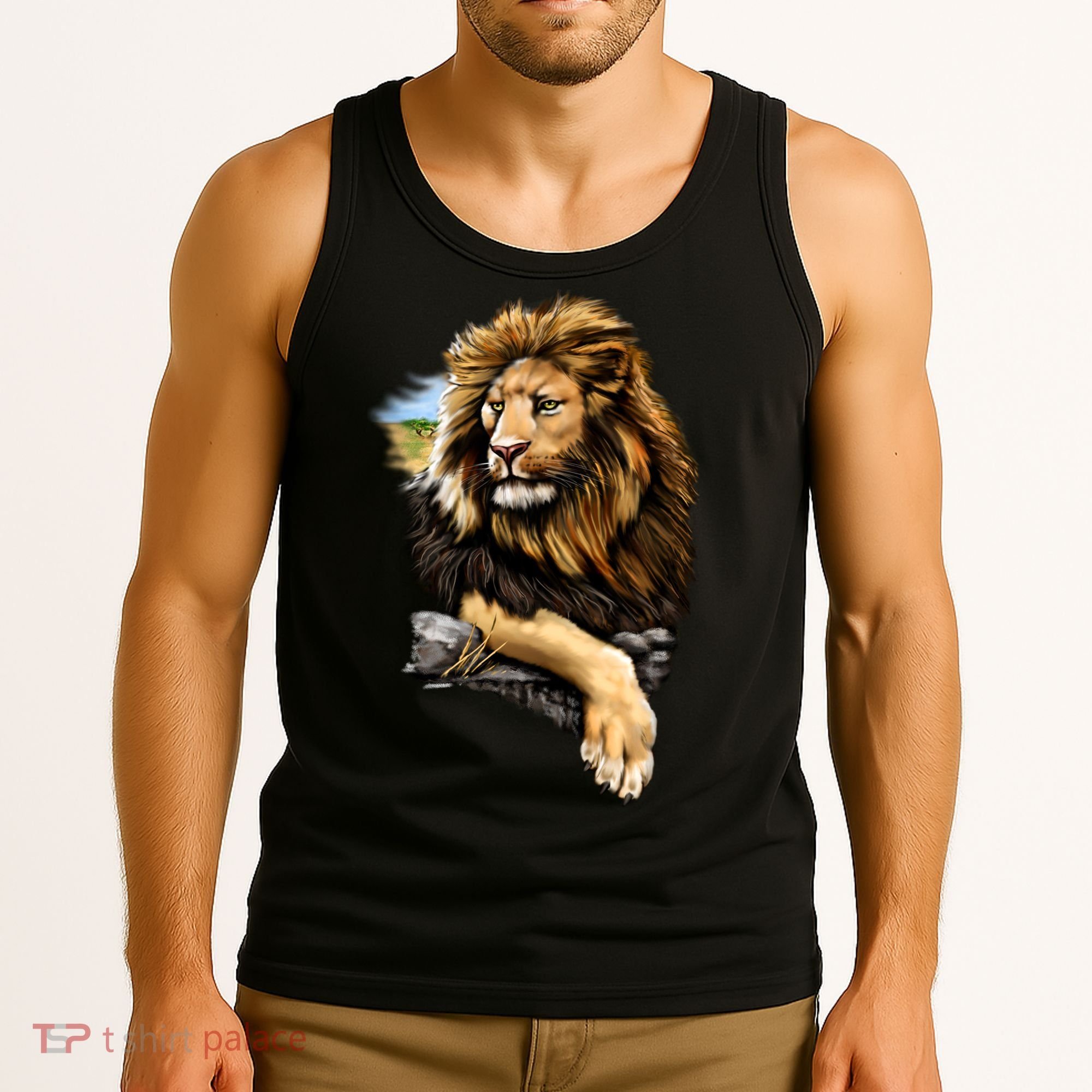Wildlife - Big Face Proud Lion Portrait Tank Top