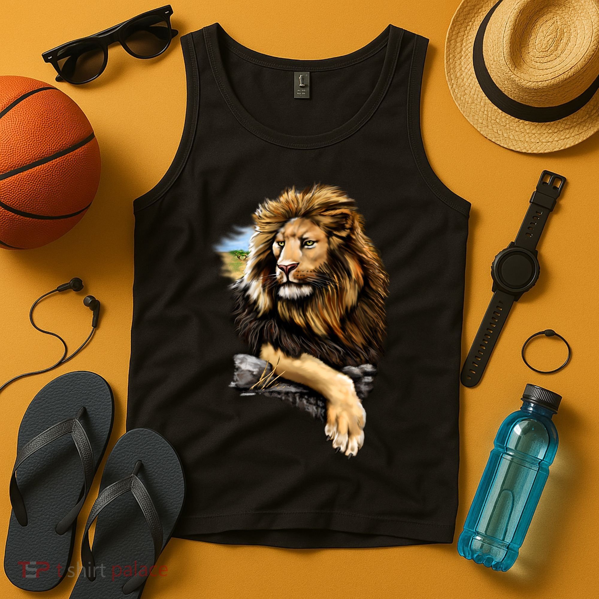 Wildlife - Big Face Proud Lion Portrait Tank Top