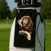 Wildlife - Big Face Proud Lion Portrait Golf Towel thumb 2