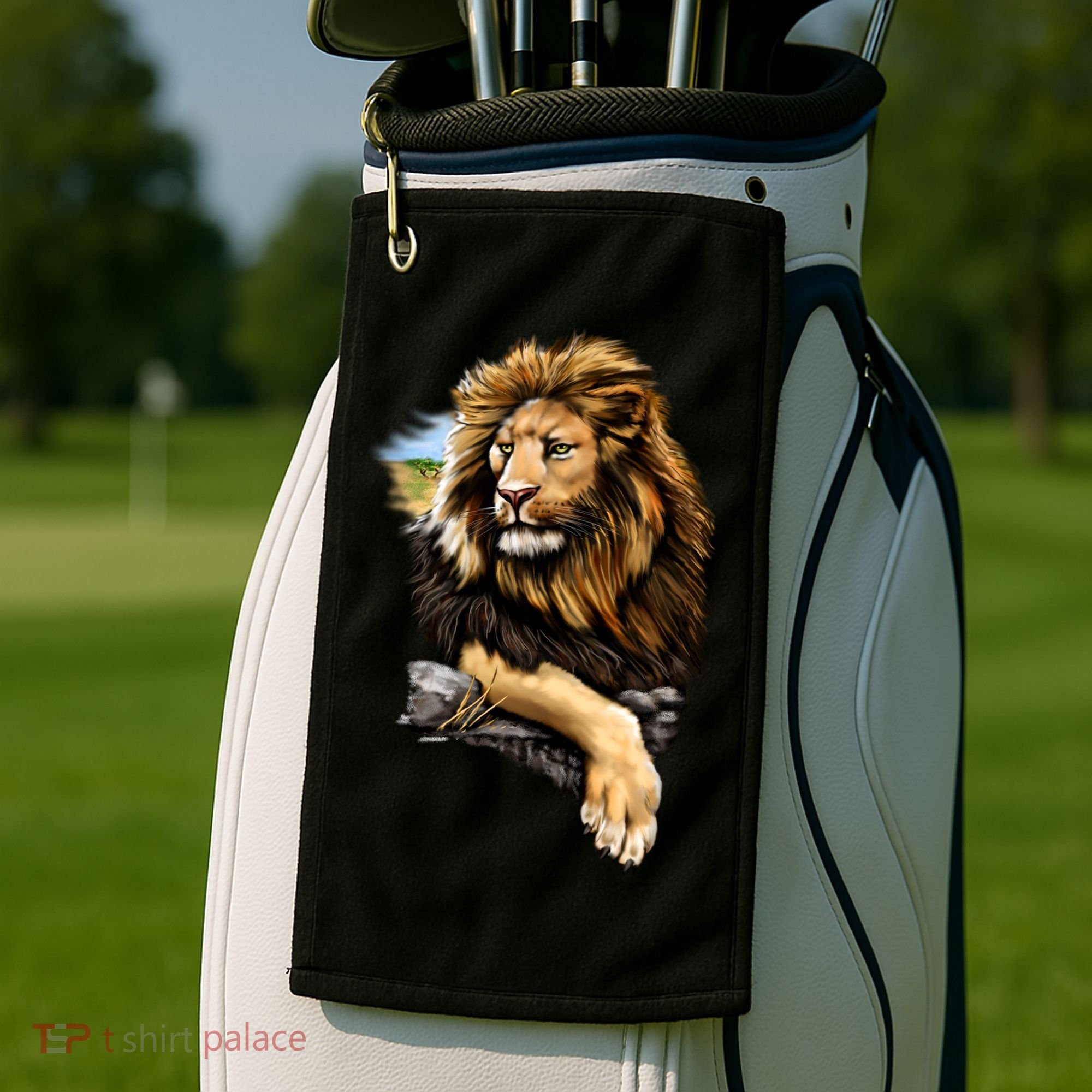 Wildlife - Big Face Proud Lion Portrait Golf Towel