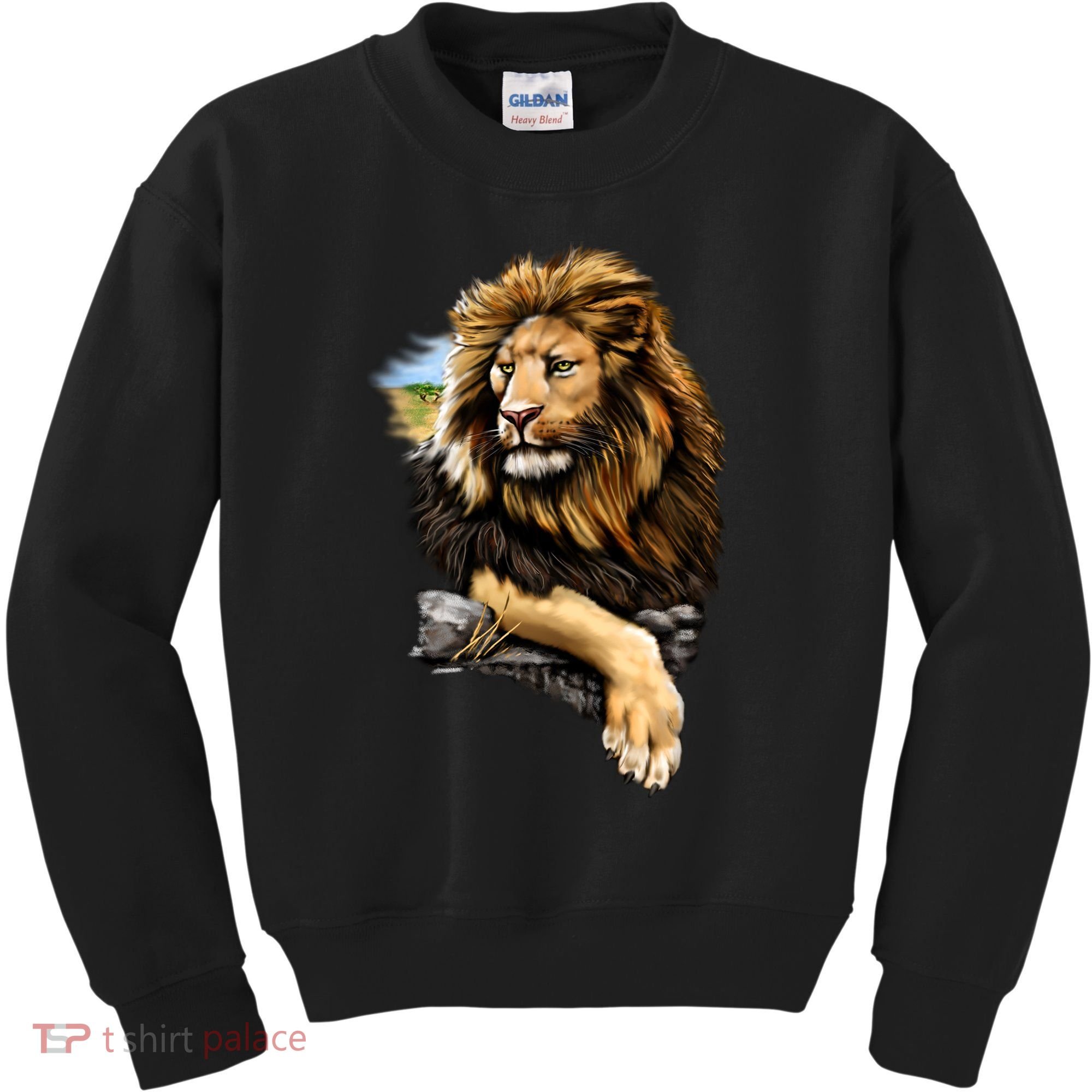Wildlife - Big Face Proud Lion Portrait Kids Sweatshirt