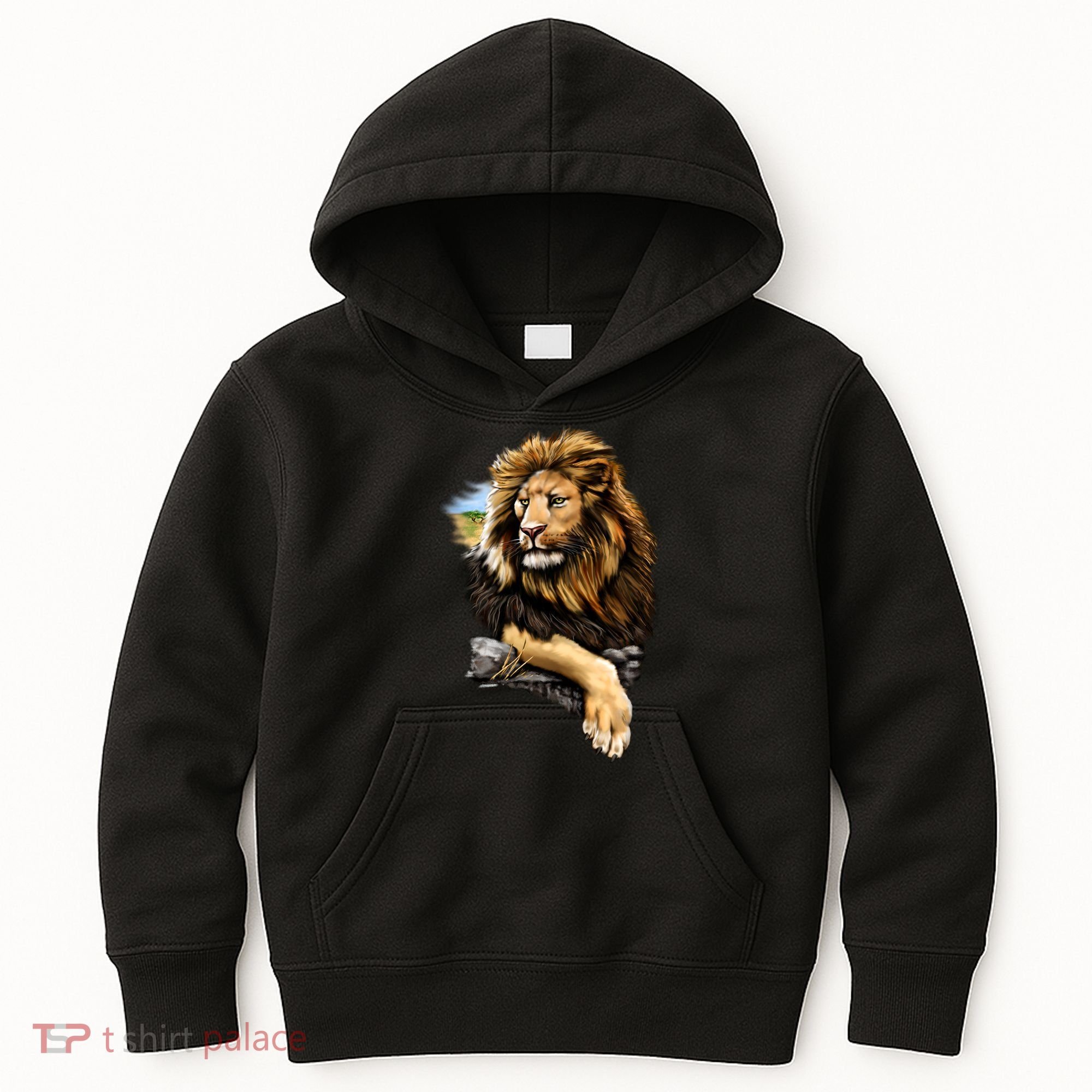 Wildlife - Big Face Proud Lion Portrait Kids Hoodie