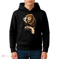 Wildlife - Big Face Proud Lion Portrait Kids Hoodie thumb 4