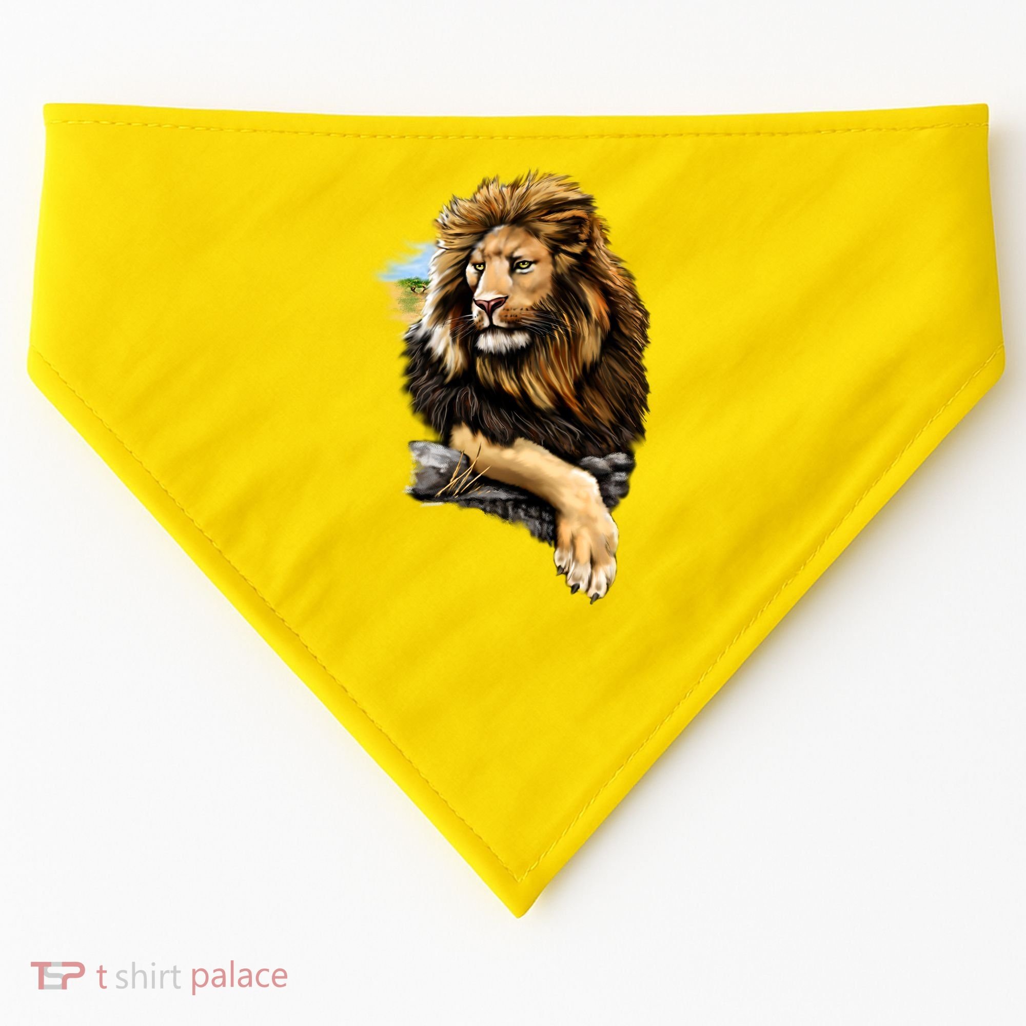 Wildlife - Big Face Proud Lion Portrait USA-Made Doggie Bandana