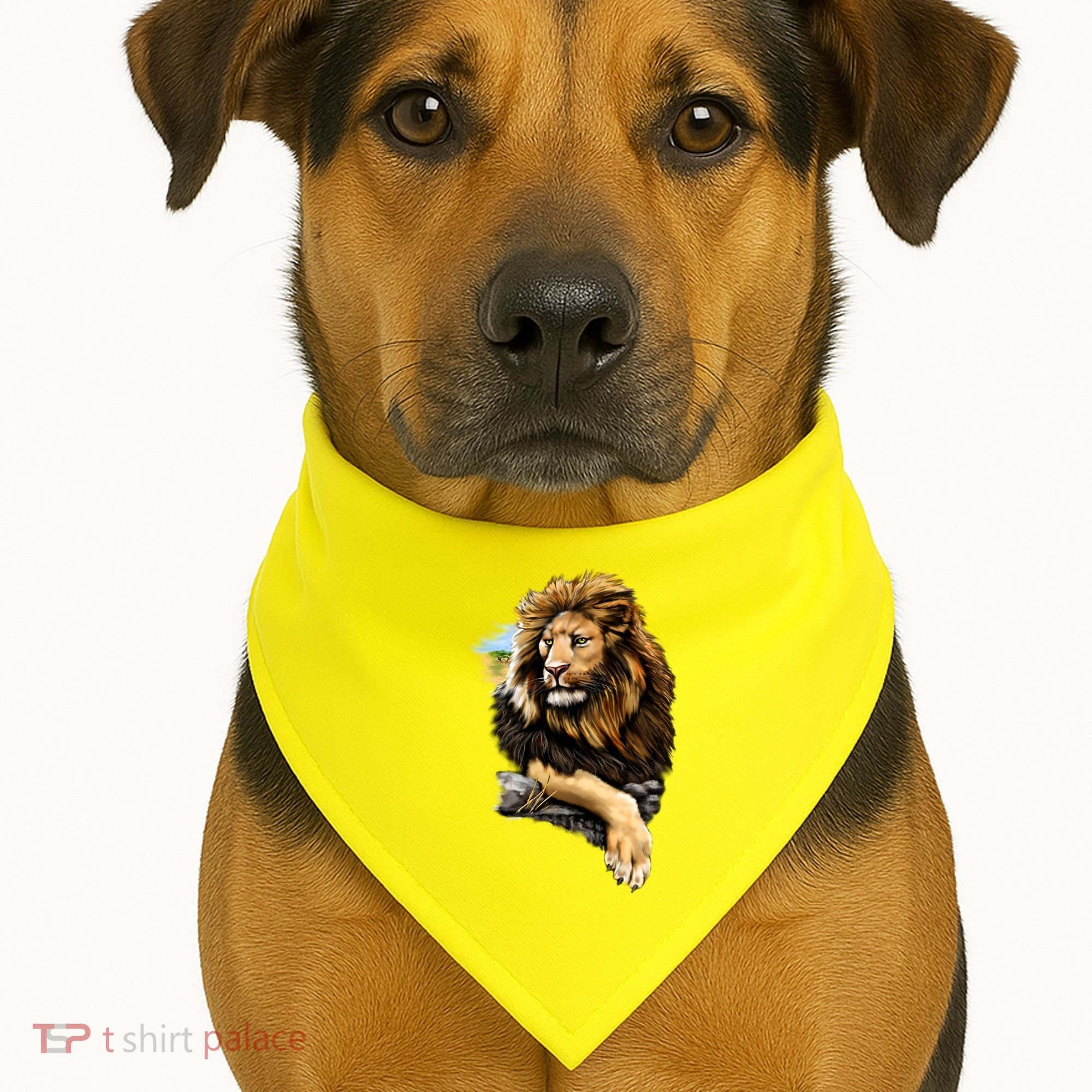 Wildlife - Big Face Proud Lion Portrait USA-Made Doggie Bandana