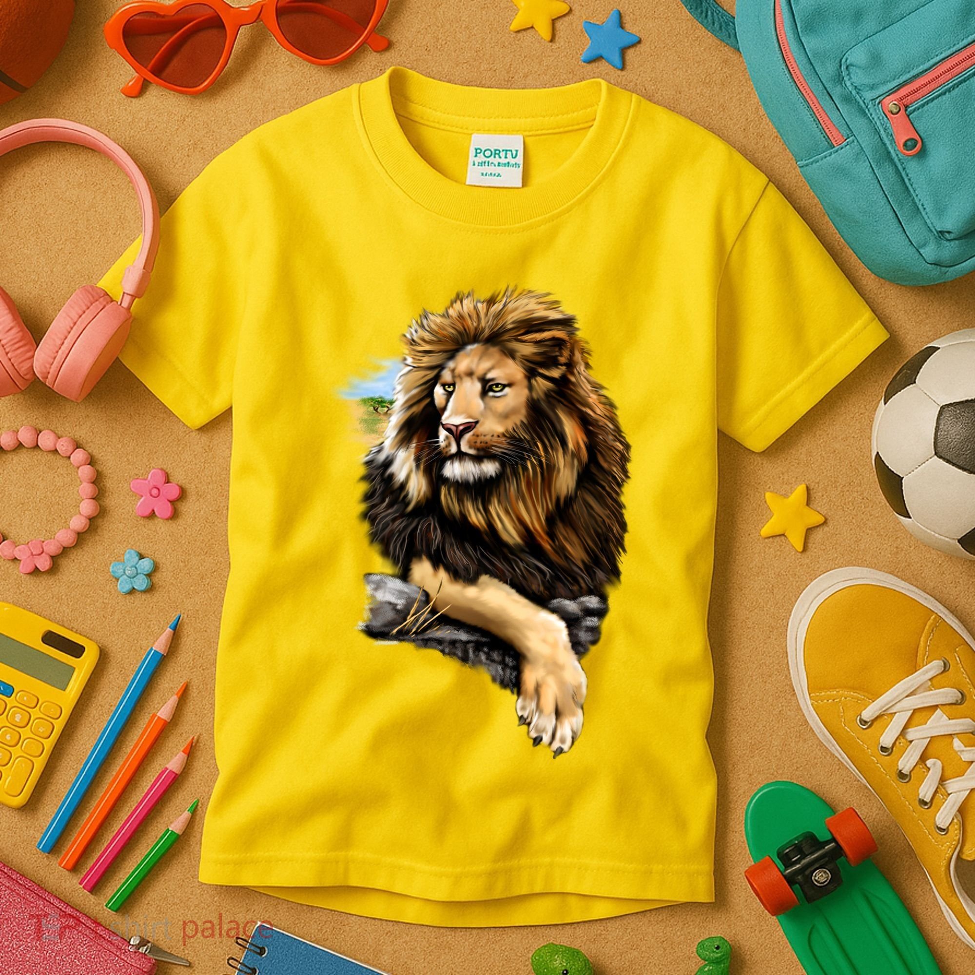 Wildlife - Big Face Proud Lion Portrait Kids T-Shirt