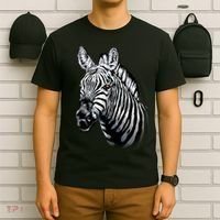 Wildlife - Big Face Zebra Up Close Portrait T-Shirt thumb 6