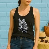 Wildlife - Big Face Zebra Up Close Portrait Women's Tank Top thumb 2