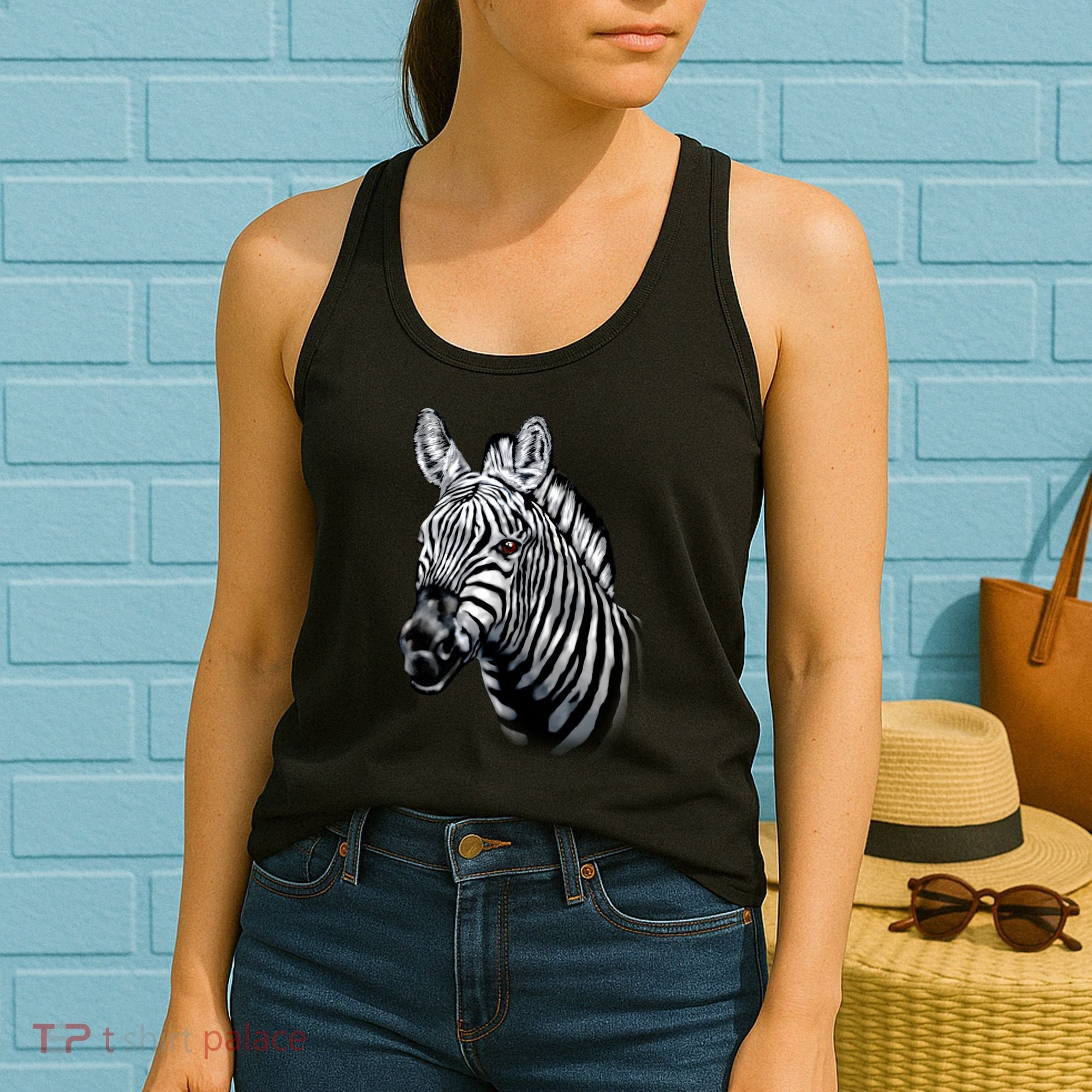 Wildlife - Big Face Zebra Up Close Portrait Women's Tank Top