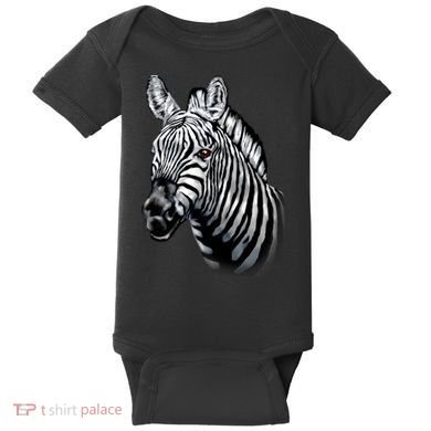 Wildlife - Big Face Zebra Up Close Portrait Baby Bodysuit