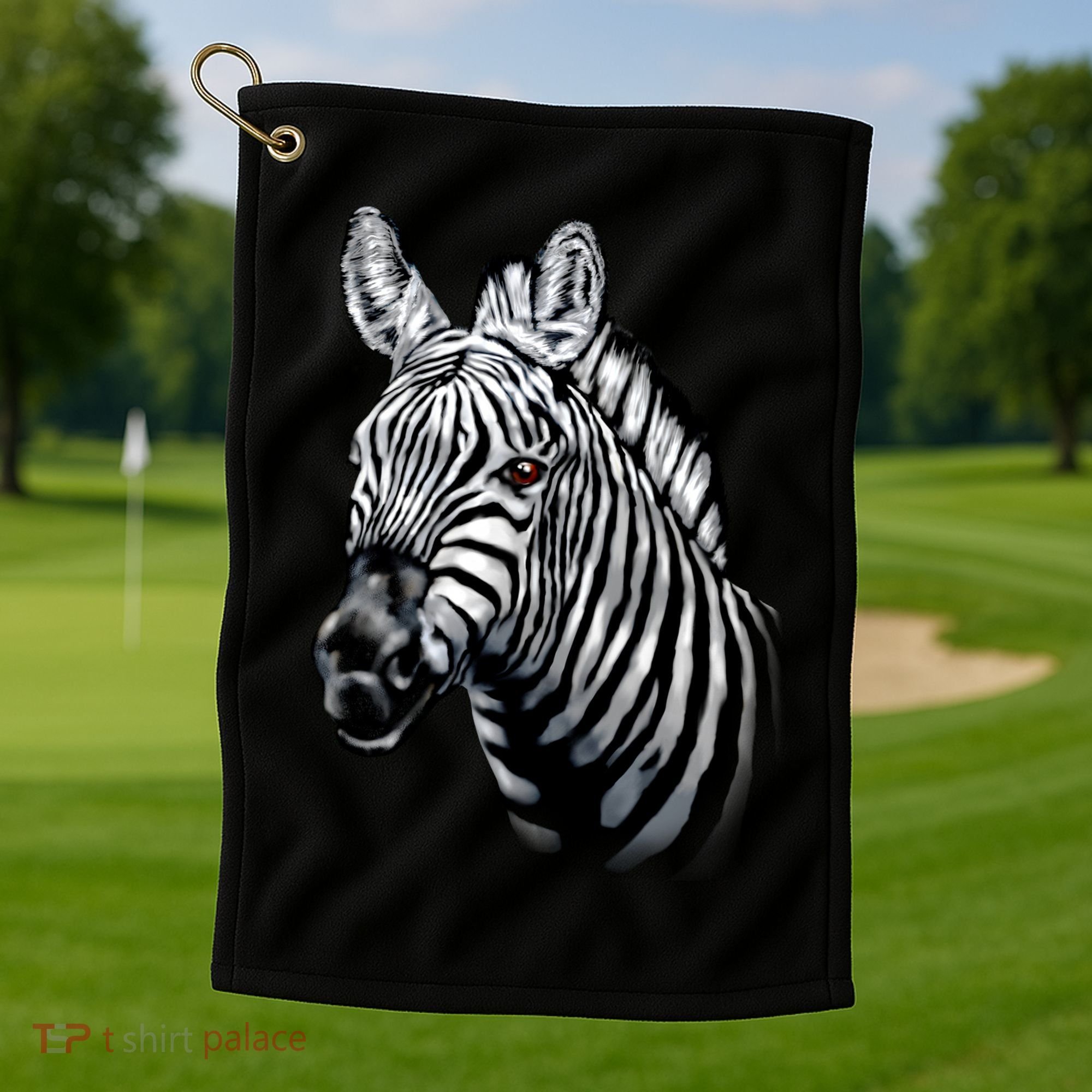 Wildlife - Big Face Zebra Up Close Portrait Golf Towel