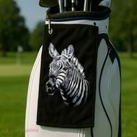Wildlife - Big Face Zebra Up Close Portrait Golf Towel thumb 2