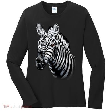 Wildlife - Big Face Zebra Up Close Portrait Women's Long Sleeve Shirt