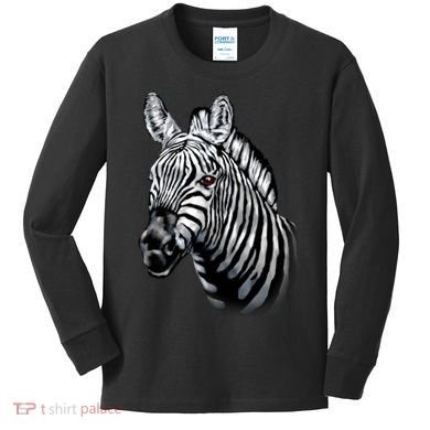 Wildlife - Big Face Zebra Up Close Portrait Kids Long Sleeve Shirt