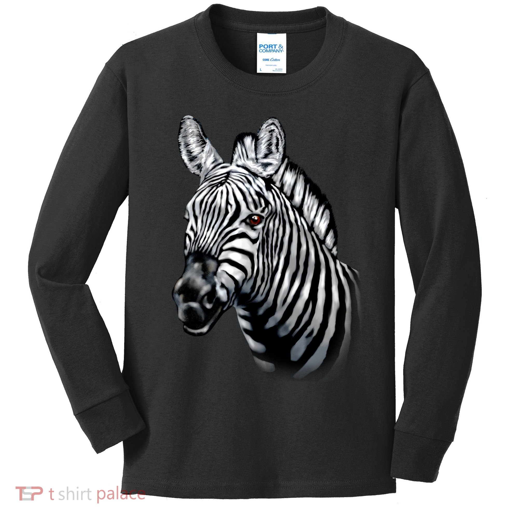 Wildlife - Big Face Zebra Up Close Portrait Kids Long Sleeve Shirt