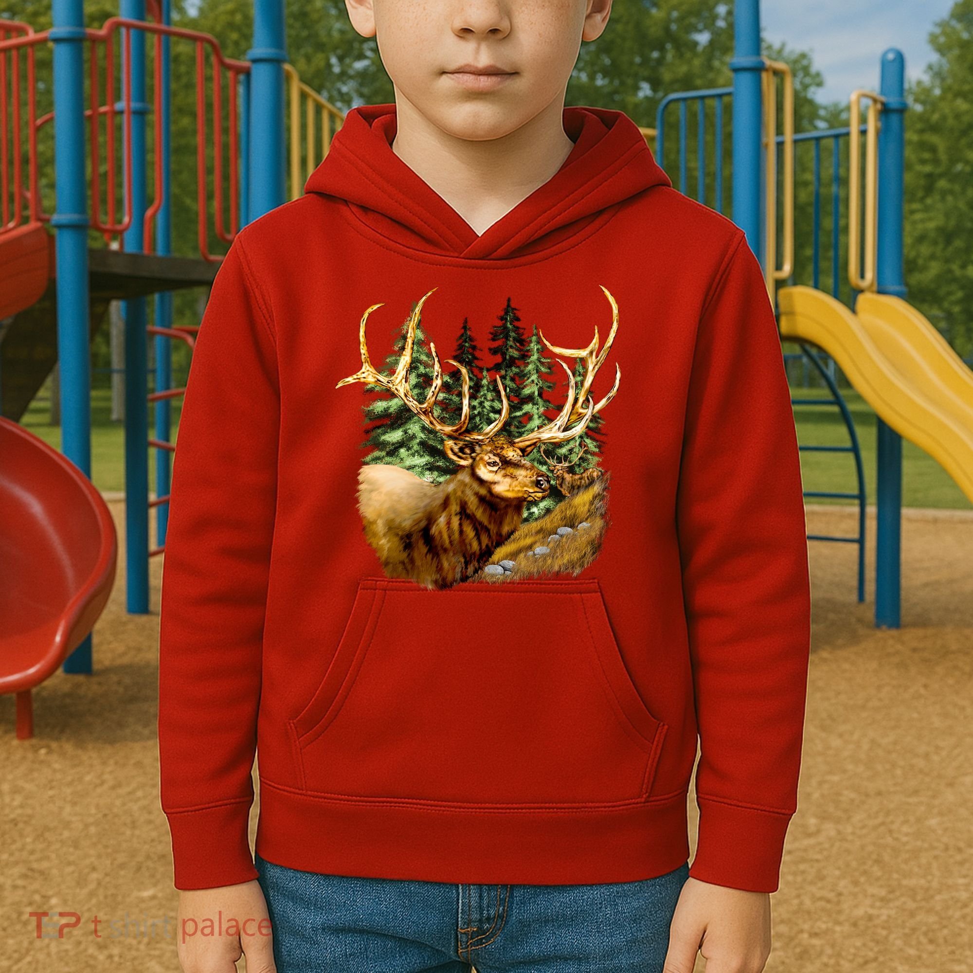 Wildlife - Elk Portrait Kids Hoodie
